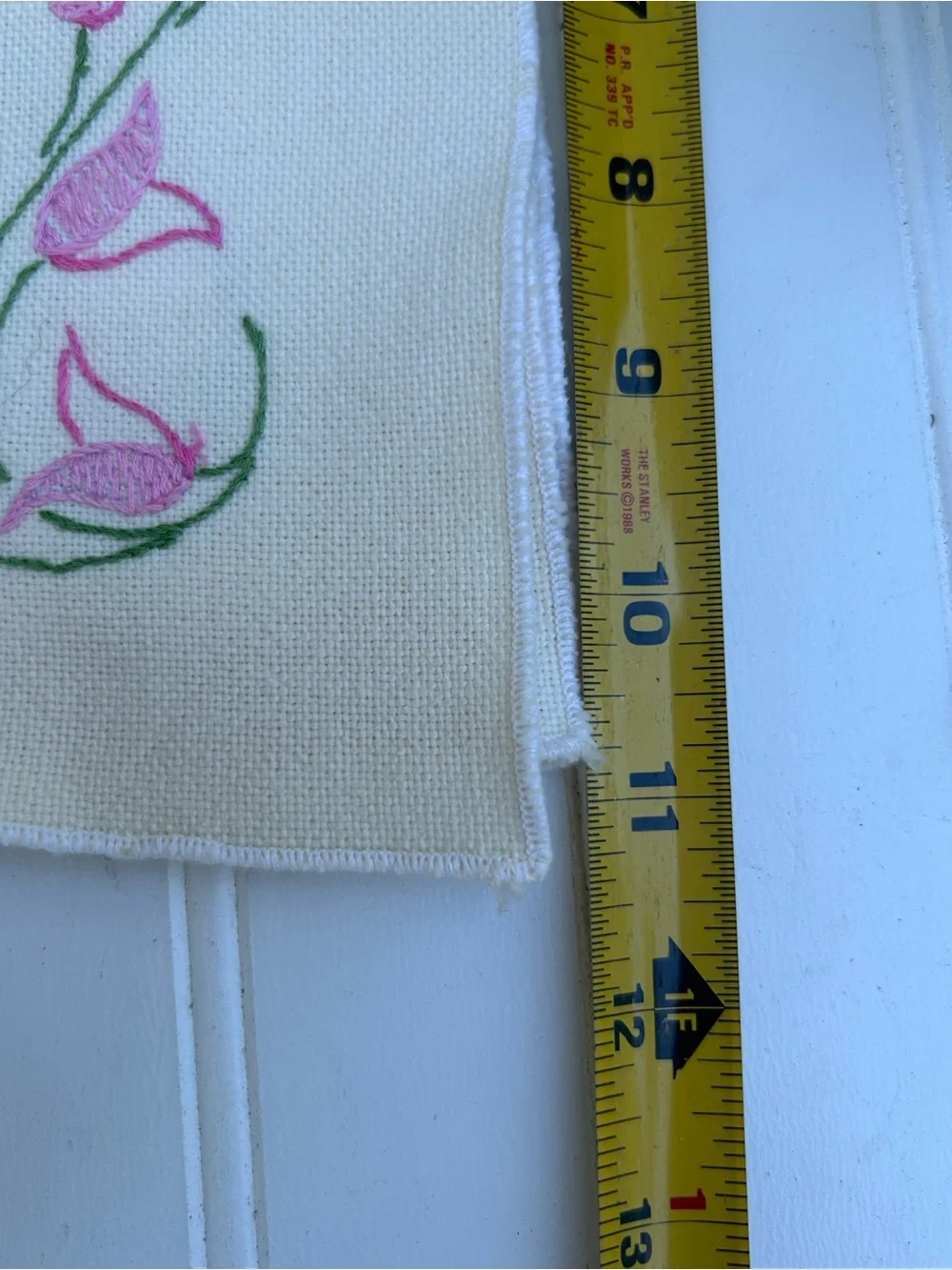 Vintage Placemat Pink Floral Basket Embroidered Linen Placemat Lot of Four 11x16